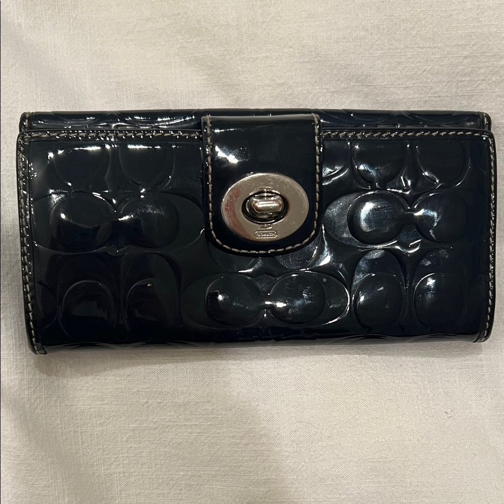 Coach Navy Patent Leather Wallet